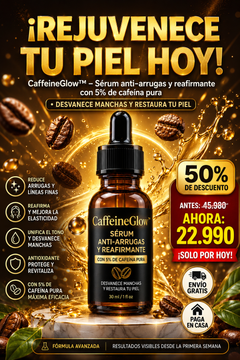 CaffeineGlow™ – Sérum anti-arrugas y reafirmante con 5% de cafeína pura · Desvanece manchas y restaura tu piel-1