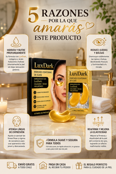 LuxDark™ – Máscara de ojos 24k oro puro + colágeno · Borra ojeras profundas y rejuvenece la mirada desde la primera noche-2
