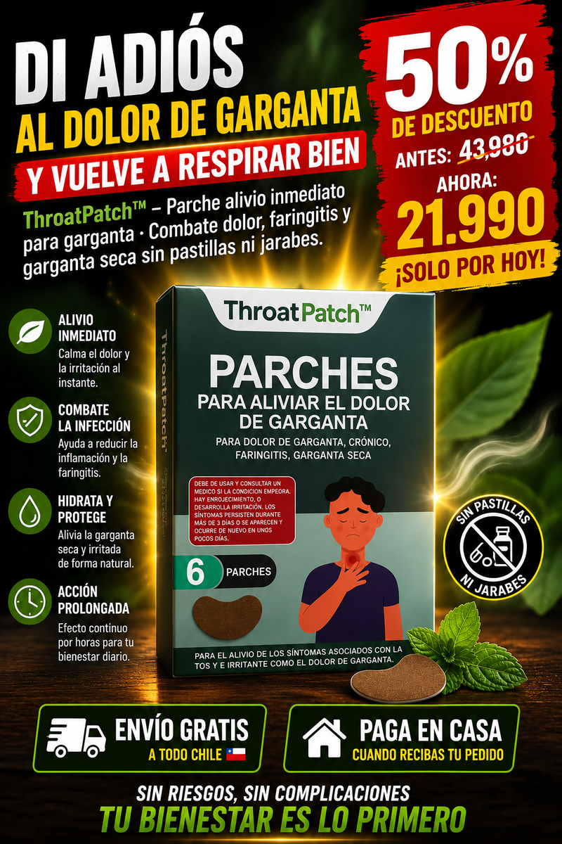 ThroatPatch™ – Parche alivio inmediato para garganta · Combate dolor, faringitis y garganta seca sin pastillas ni jarabes-1