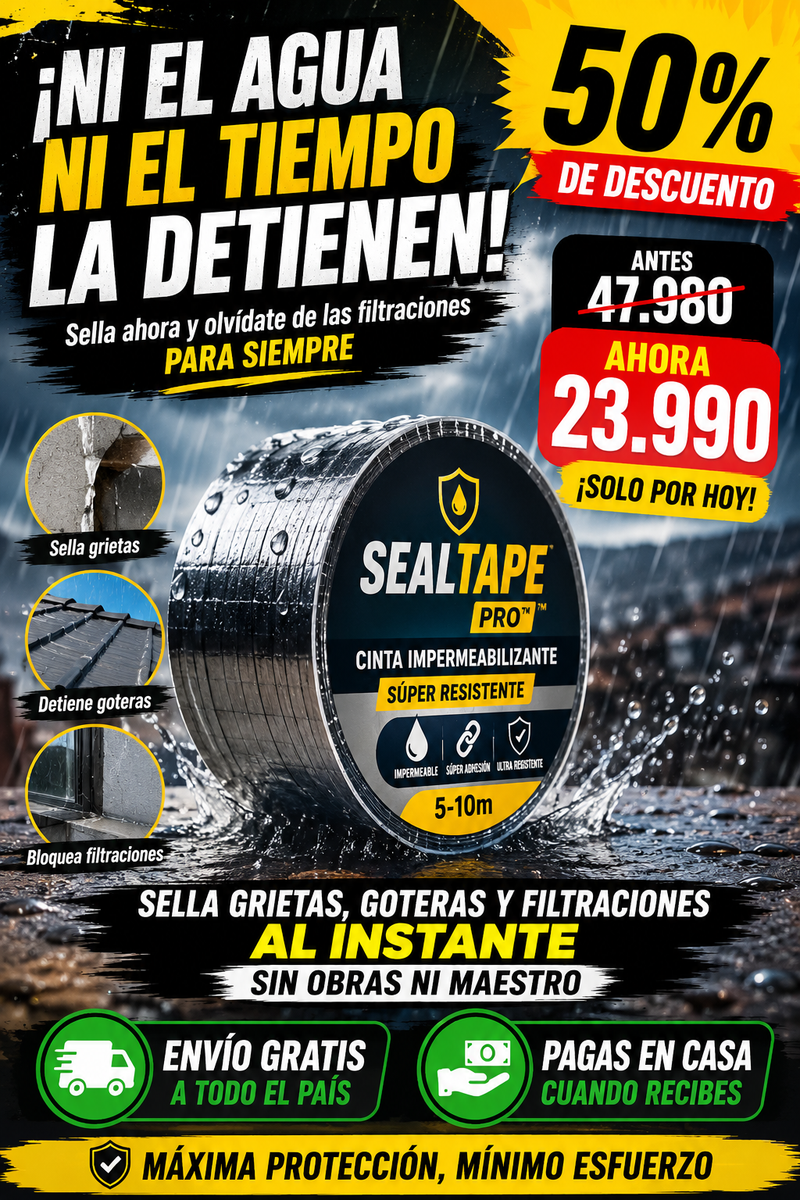 SealTape Pro™ – Cinta impermeabilizante súper resistente 5-10m · Sella grietas, goteras y filtraciones al instante sin obras ni maestro-1