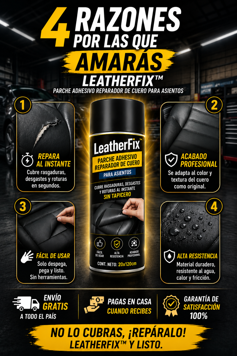 LeatherFix™ – Parche adhesivo reparador de cuero para asientos · Cubre rasgaduras, desgastes y roturas al instante sin tapicero-3