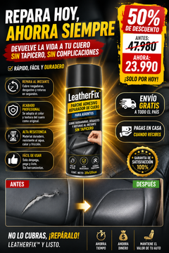 LeatherFix™ – Parche adhesivo reparador de cuero para asientos · Cubre rasgaduras, desgastes y roturas al instante sin tapicero-1