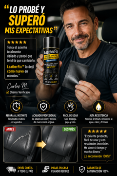 LeatherFix™ – Parche adhesivo reparador de cuero para asientos · Cubre rasgaduras, desgastes y roturas al instante sin tapicero-2