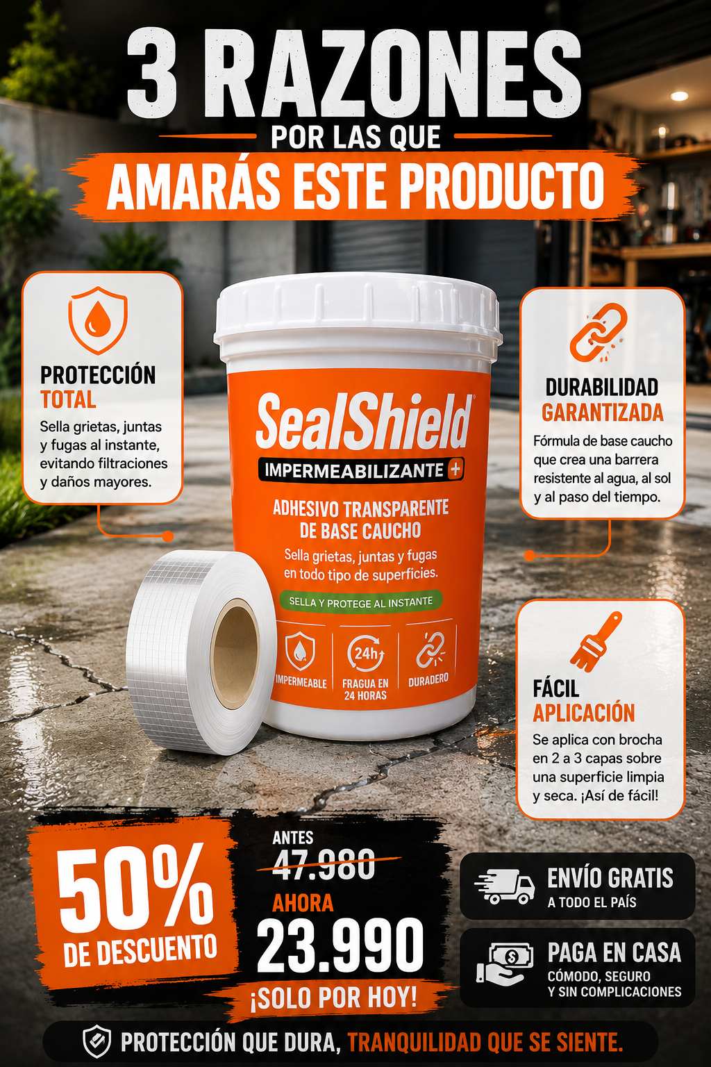 SealShield™ – Kit sellador impermeabilizante 100% · Repara grietas, filtraciones y goteras en minutos sin obras-4