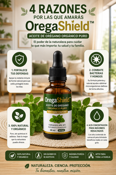 OregaShield™ – Aceite de orégano orgánico puro · Fortalece las defensas, combate bacterias y hongos de forma natural-2