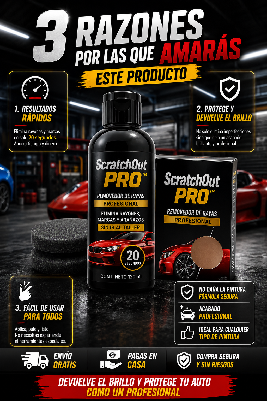 ScratchOut Pro™ – Removedor de rayas profesional en 20 segundos · Elimina rayones, marcas y arañazos sin ir al taller-4